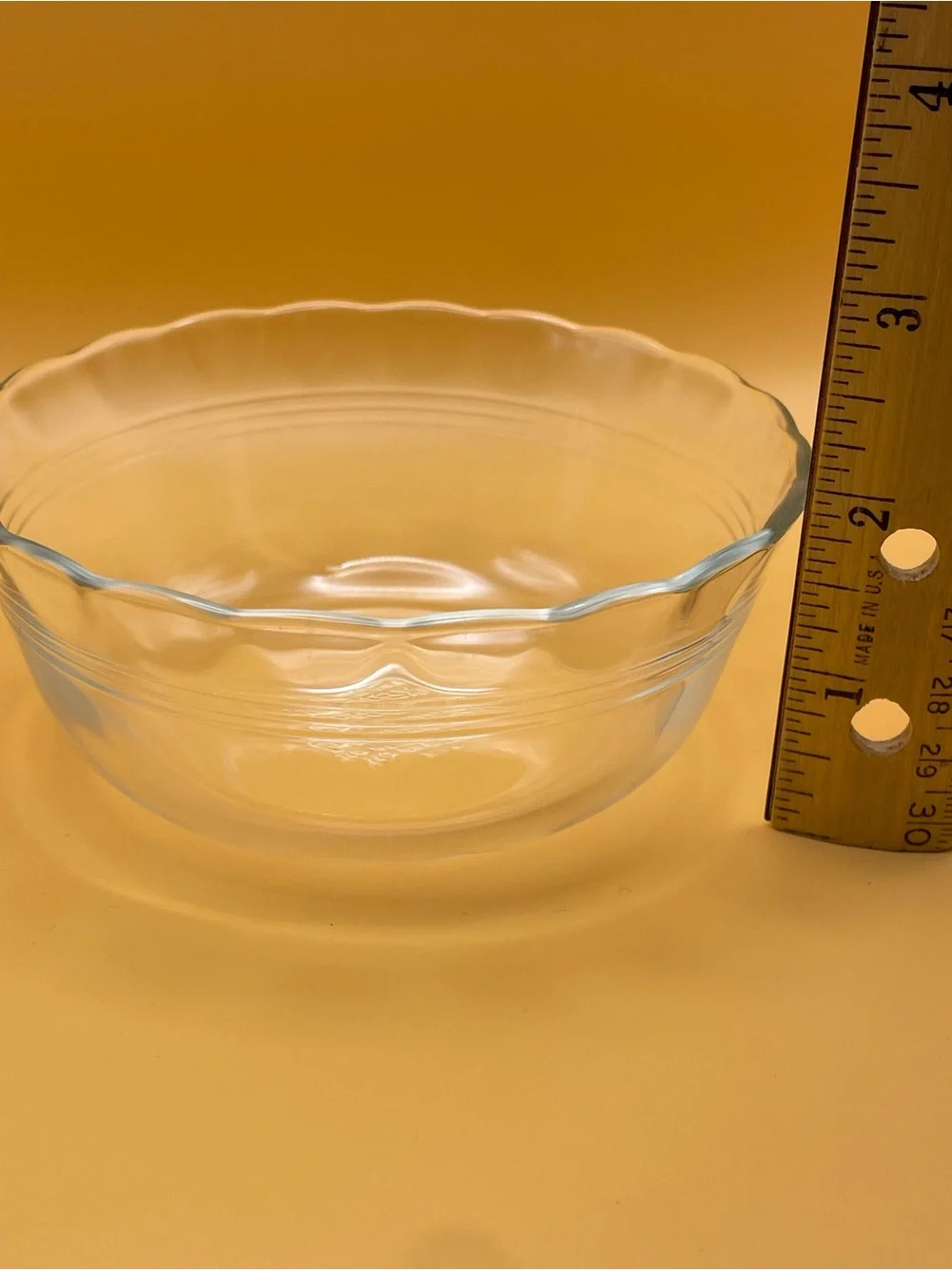 Vintage PYREX 464 Set of 2 Bowls Dessert Custard 3-Ring & Scalloped Design ~4.5